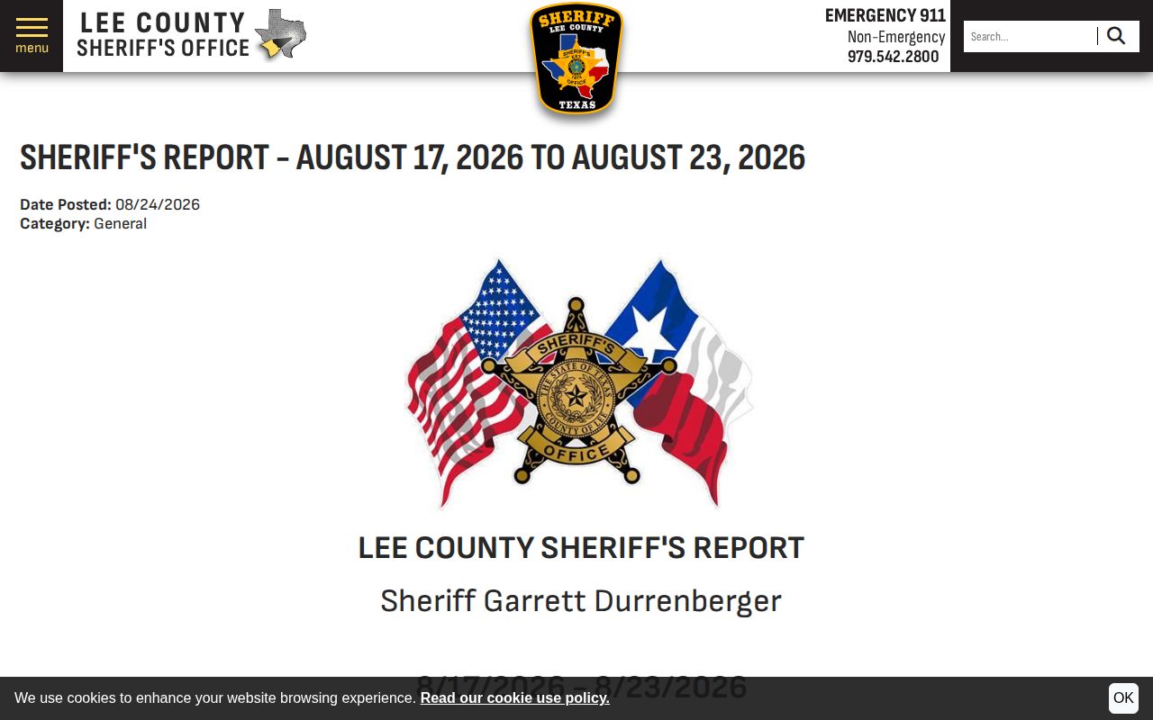 Lee County Sheriff’s Report seven-day public-safety record interface